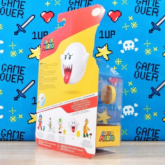Jakks Pacific Super Mario Boo 4" w/ Gold Coin Nintendo Collectible Figure New - Picture 3 of 10